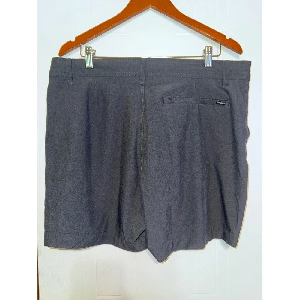 Oneill Hybrid Shorts Mens 36 Dark Gray Heathered Flat Front Board Shorts